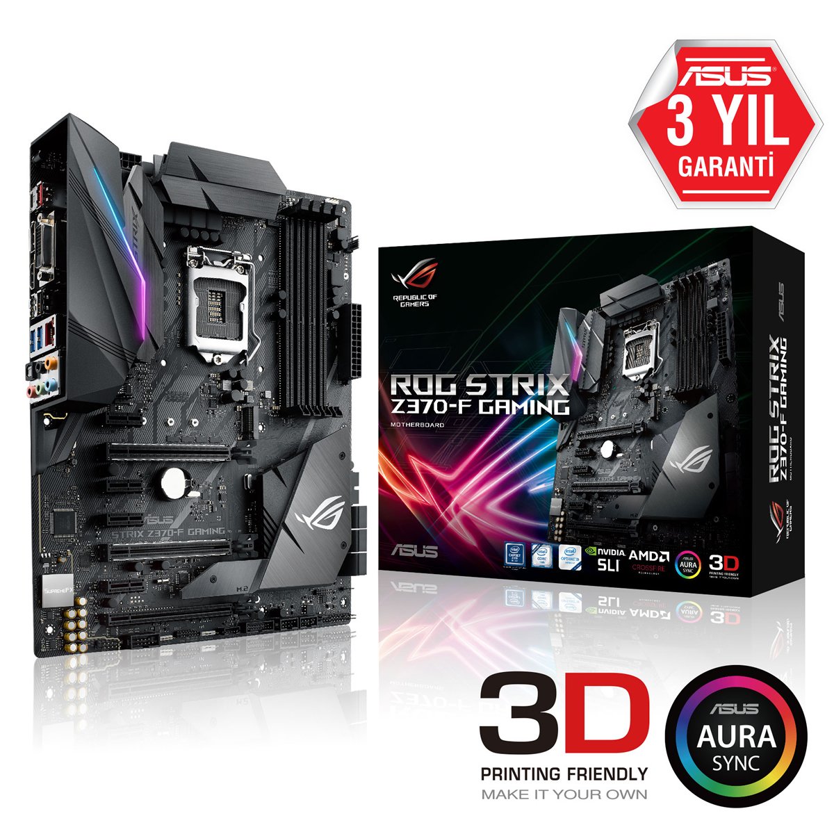 ASUS ROG STRIX Z370-F GAMING INTEL Z370 LGA1151 DDR4 4000 DP HDMI DVI M2 USB3.1 AURA RGB ATX